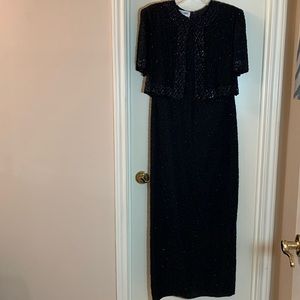 Vintage Beaded Black Formal Dress
